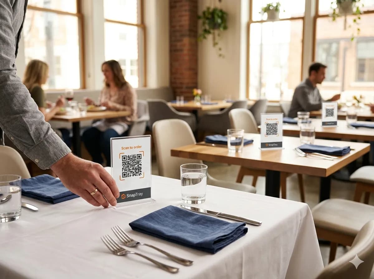 Place free QR stands on tables