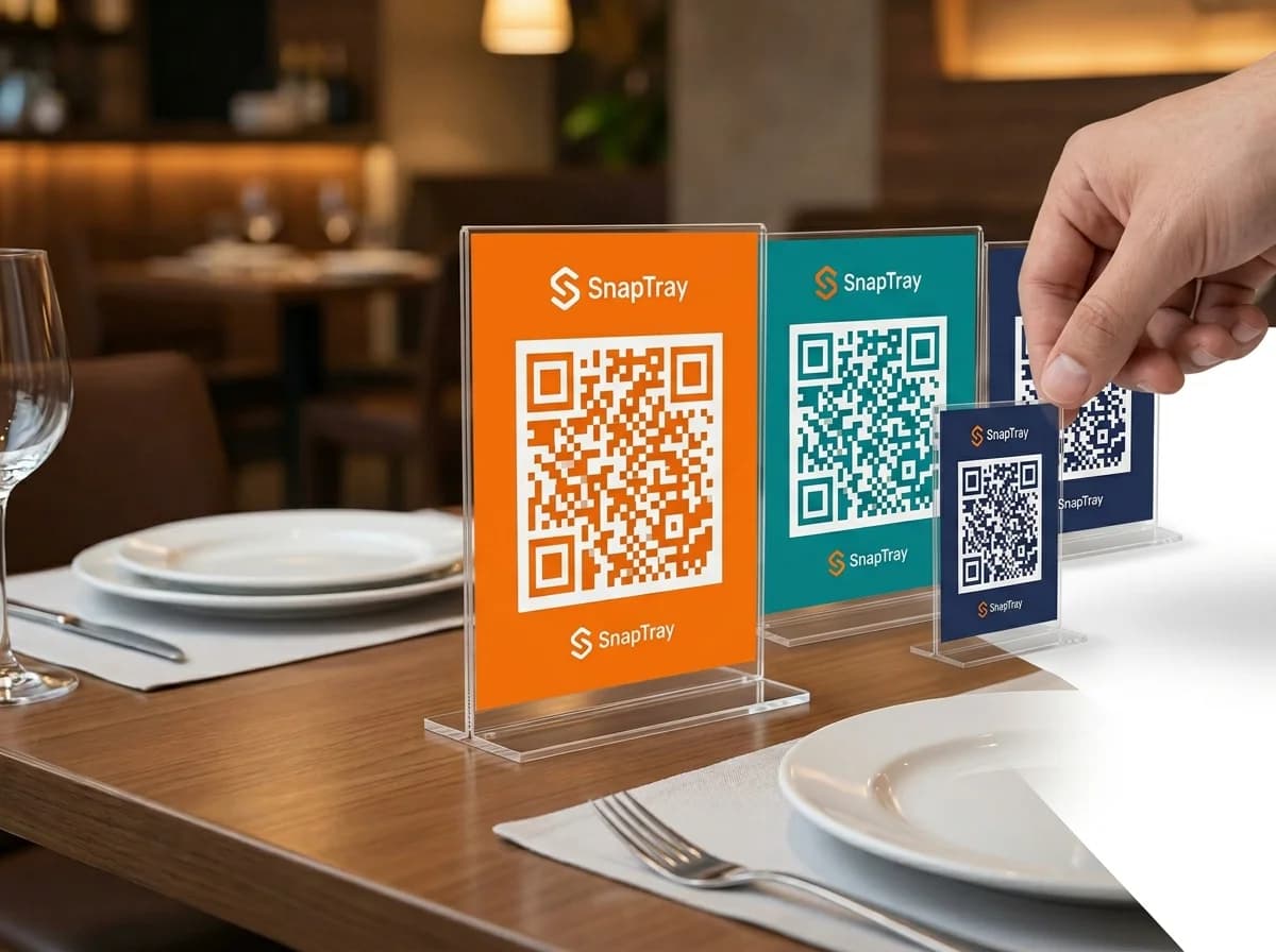 Free acrylic QR code stands for restaurant tables