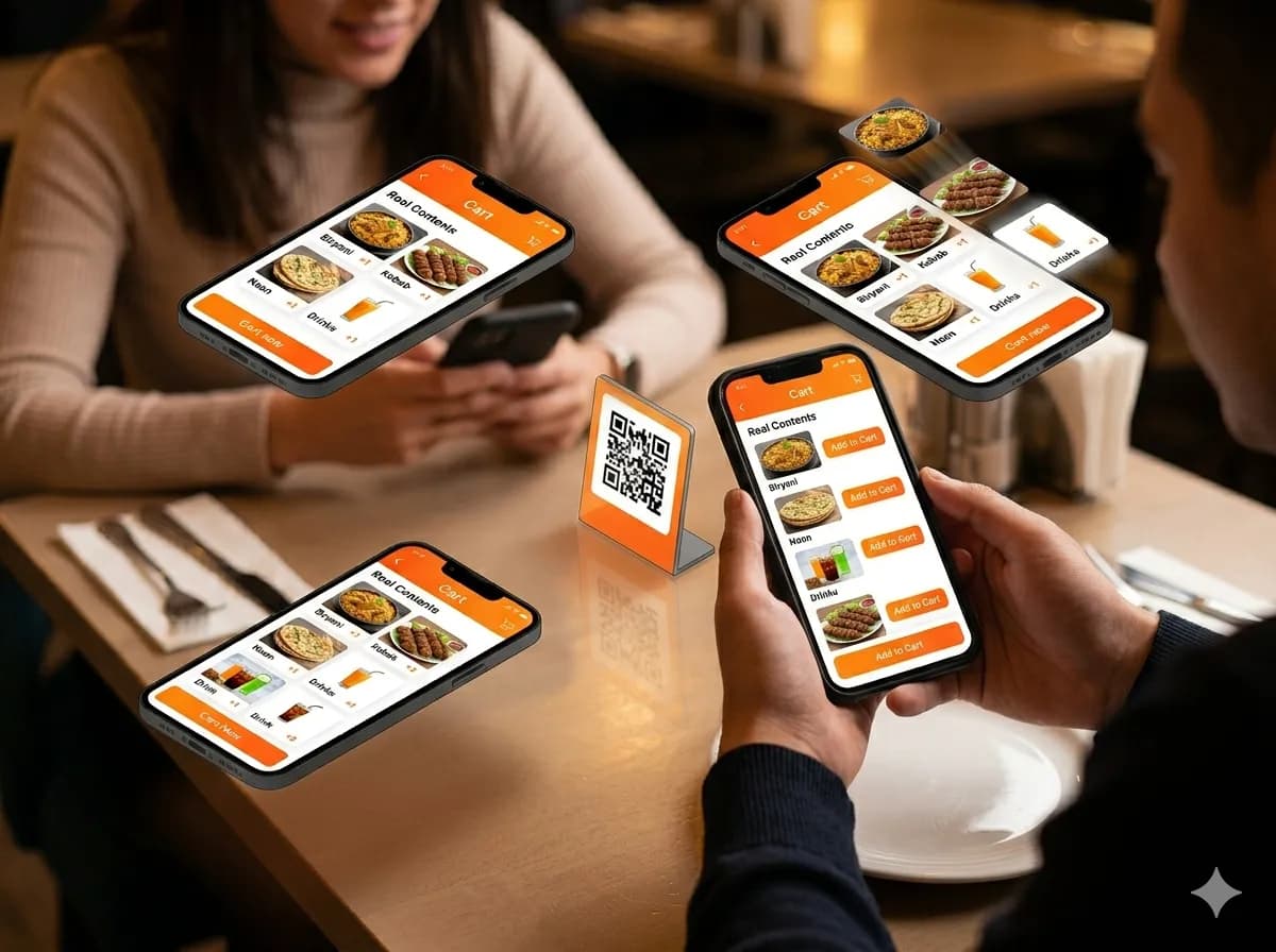 Real-time shared cart — multiple guests ordering together