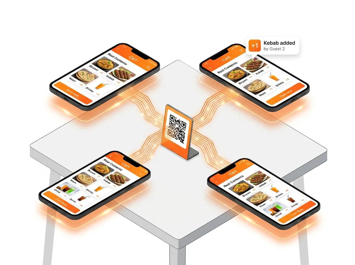 Guest scanning QR code to join shared cart session